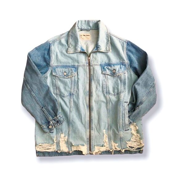 Free People x We The Free Your Dad's Denim Jean Distressed Jacket